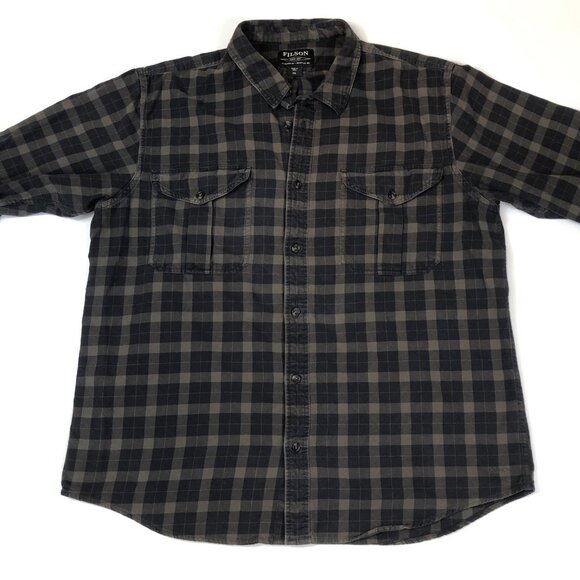 Filson Plaid Lightweight Alaskan Guide Shirt Black Charcoal Size XXL 10743 - Picture 3 of 11